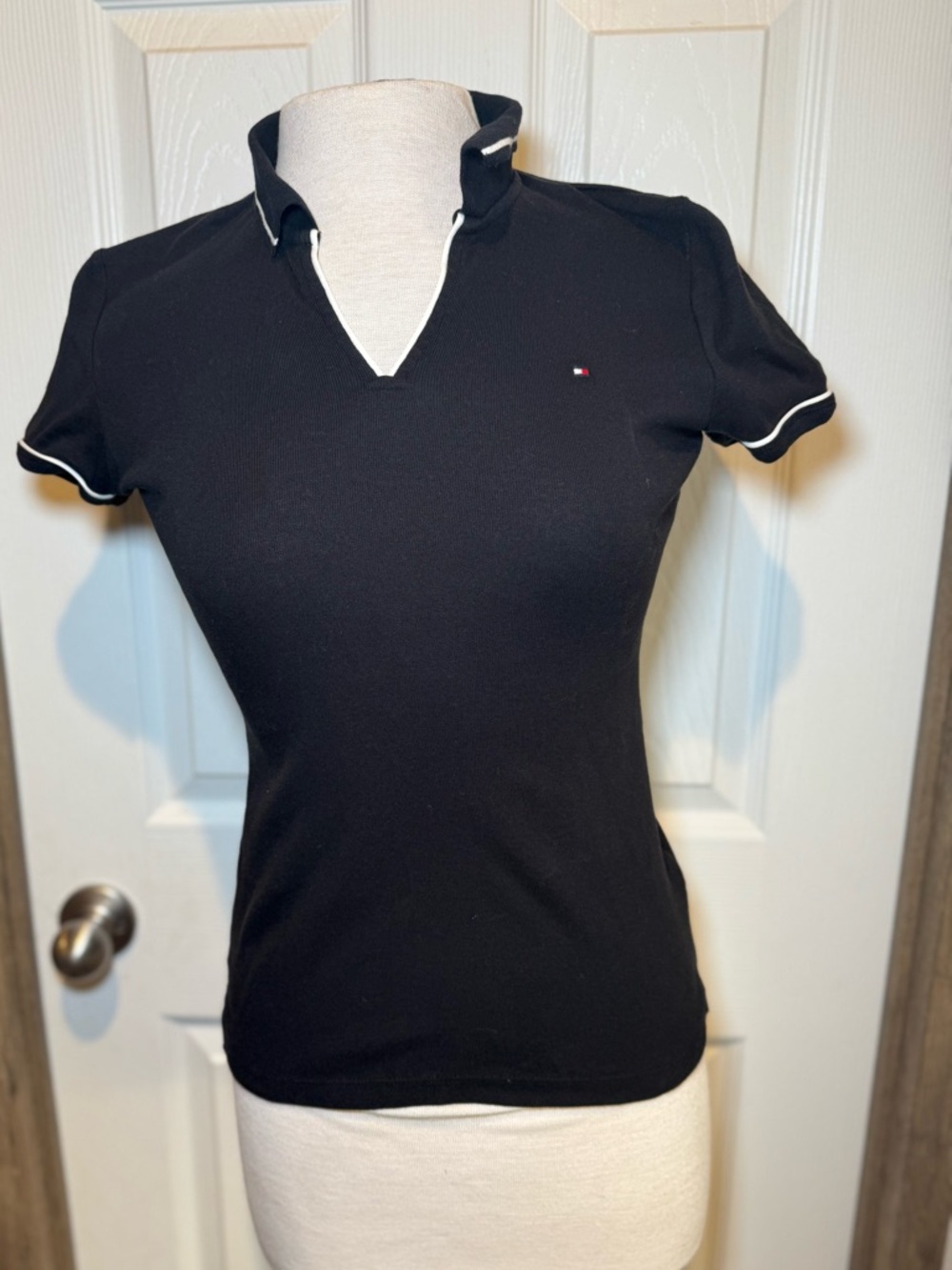 Tommy Hilfiger Black Polo with White Piping